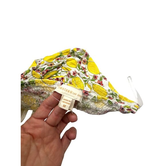 Monteau Los Angeles Lemon And Floral Print Linen Blend Cropped Tube Top, Sz. M - Picture 4 of 8